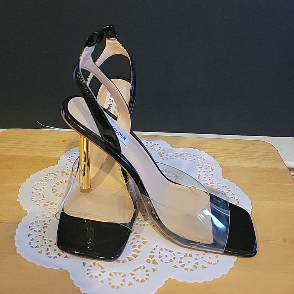 Steve Madden Black and Clear Women's Heels